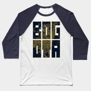 Bogota, Colombia City Map Typography - Gold Art Deco Baseball T-Shirt